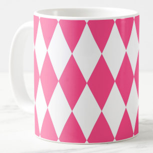 Pink White Harlequin Diamonds Schachbretts Design Kaffeetasse