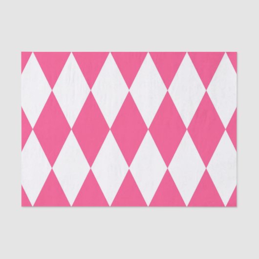 Pink White Harlequin Diamonds Schachbretts Design Seidenpapier (Vorderseite)