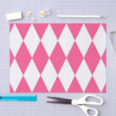 Pink White Harlequin Diamonds Schachbretts Design Seidenpapier (Handwerk)