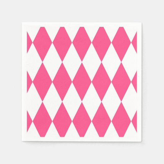Pink White Harlequin Diamonds Schachbretts Design Serviette (Vorderseite)