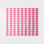 Pink White Harlequin Diamonds Schachbretts Design Wandteppich (Vorderseite (Horizontal))