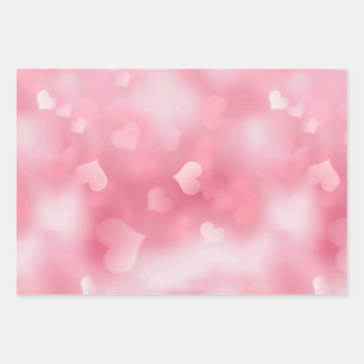 Pink White Heart Geschenkpapier Set (Vorderseite)