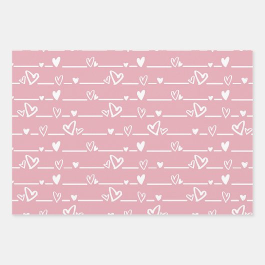 Pink White Heart Geschenkpapier Set (Vorderseite 2)
