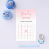 Pink White Heart Girl Baby Dusche BINGO Karten (Einzeln)