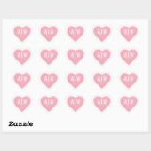 Pink White Heart Monogram Wedding Umschlag Aufkleb Herz-Aufkleber (Blatt)