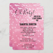 Pink White Hearts Baby Dusche Einladung (Vorne/Hinten)