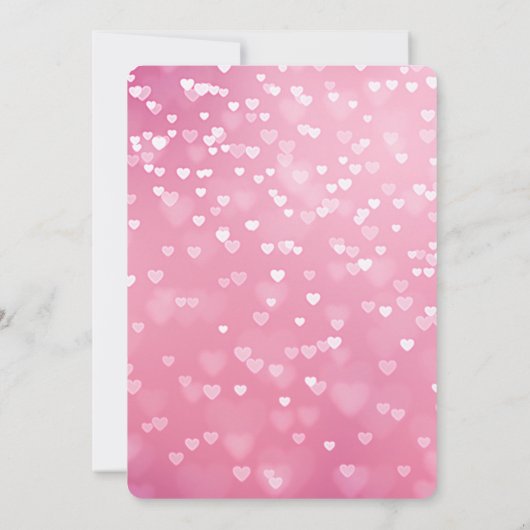 Pink White Hearts Baby Dusche Einladung (Rückseite)