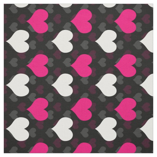 Pink White Hearts Black Stoff (Muster)