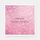 Pink White Hearts Geburtstag Serviette (Vorderseite)