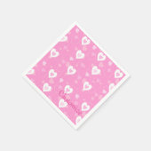 Pink & White Hearts Muster Napkins Serviette (Ecke)
