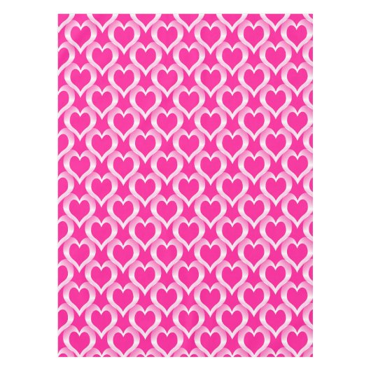 Pink White Hearts Muster Tischdecke (Vorderseite)