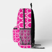 Pink White Hearts Pattern Bedruckter Rucksack (Rechts)