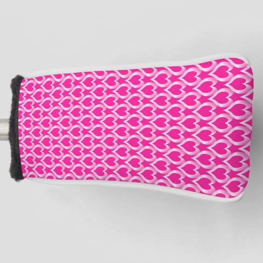 Pink White Hearts Pattern Golf Headcover (Vorderseite)
