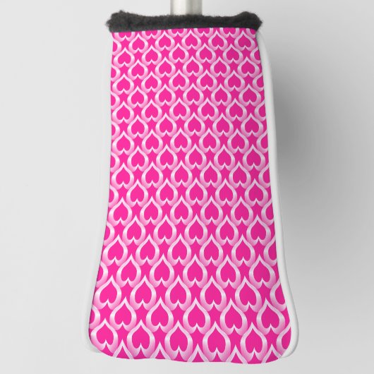 Pink White Hearts Pattern Golf Headcover (Rotieren 90)