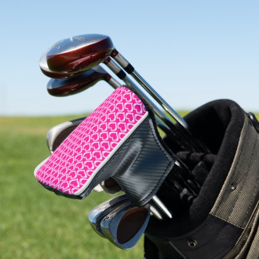 Pink White Hearts Pattern Golf Headcover (In Situ)