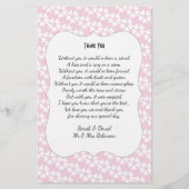 Pink White Hearts Wedding Gedicht Danke Scroll Flyer (Vorne)