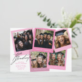 Pink White High School COLLAGE Foto Abschluss Ankündigung (Stehend Vorderseite)