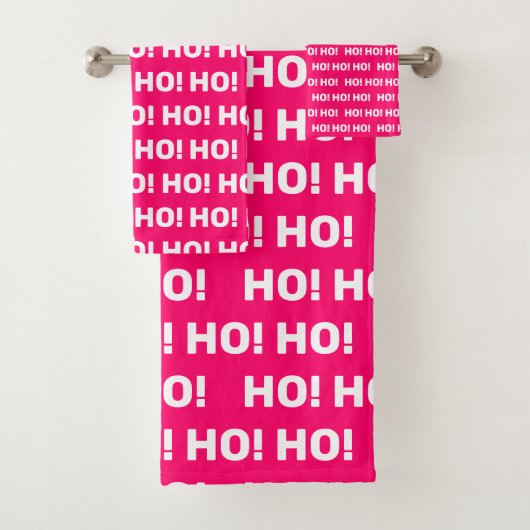 Pink White Ho Ho Ho Weihnachtsfeiertag Badhandtuch Set (Insitu)