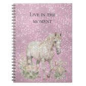 Pink White Horse Floral Sparkle Notizblock (Vorderseite)