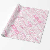 Pink & White Hugs & Kisses Pattern Wrapping Paper Geschenkpapier (Ungerollt)