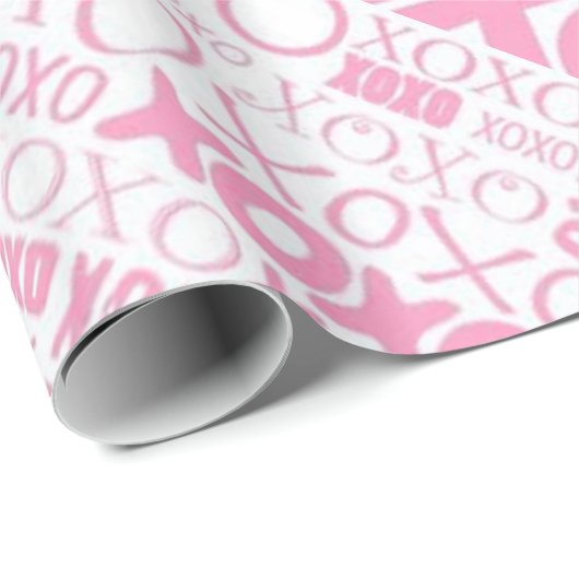 Pink & White Hugs & Kisses Pattern Wrapping Paper Geschenkpapier (Rolleneckpunkt)