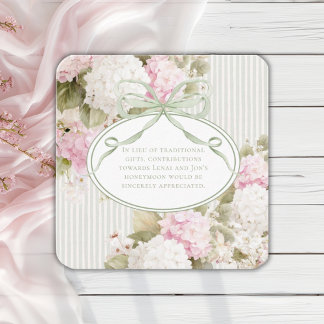 Pink White Hydrangeas Sage Green Bridal Shower Begleitkarte