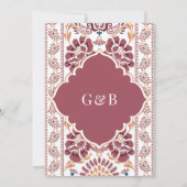 Pink White Ikat Anand Karaj Sikh Wedding Einladung (Rückseite)