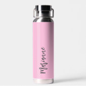 Pink-White-individuelle Name-Skript Trinkflasche (Rückseite)