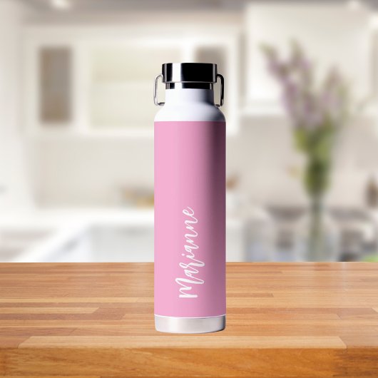 Pink-White-individuelle Name-Skript Trinkflasche