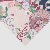 Pink White Japanisch Kimono Blumendekoupage Seidenpapier (Ausschnitt)