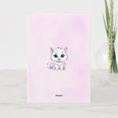 Pink White Kitten with Balloons Birthday Karte (Rückseite)