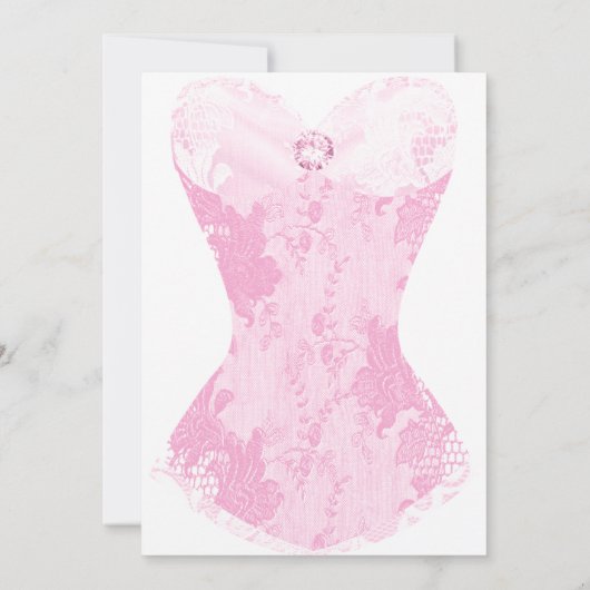 PINK WHITE LACE CORSET BACHELORETTE EINLADUNG (Rückseite)