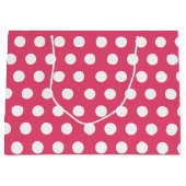 Pink & White Large Medium Polka Dot Party Große Geschenktüte (Vorderseite)