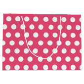 Pink & White Large Medium Polka Dot Party Große Geschenktüte (Rückseite)