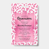Pink White Leopard Quinceañera Einladen VIP Pass Ausweis (Rückseite)