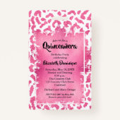 Pink White Leopard Quinceañera Einladen VIP Pass Ausweis (Rückseite)