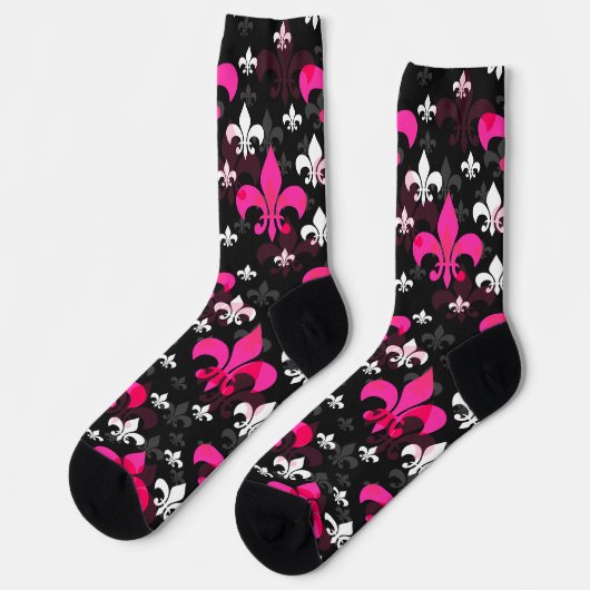 Pink White Lilie Socken (Linkes Detail)