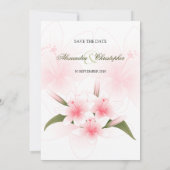 Pink & White Lilies Hochzeit speichern das Datum A Save The Date (Rückseite)