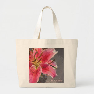 Pink & White Lily Bride's Bag Jumbo Stoffbeutel