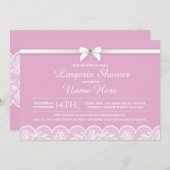 Pink White Lingerie Brautparty Lace Einladung (Vorne/Hinten)
