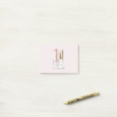 Pink White Lipstick Ivory Nail Polish Post-it Klebezettel (Auf Schreibtisch)