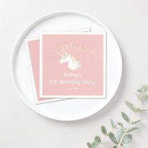 Pink White Magical Unicorn Girl Birthday Party