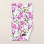 Pink & White Magnolia Blossom Wasserfarbenes Muste Badhandtuch Set (Handtuch)