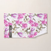 Pink & White Magnolia Blossom Wasserfarbenes Muste Badhandtuch Set (Handtuch)
