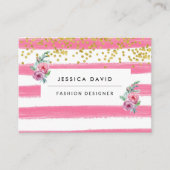 Pink White Makeup Artist Floral Visitenkarte (Vorderseite)