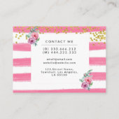 Pink White Makeup Artist Floral Visitenkarte (Rückseite)