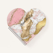Pink White Marble Gold Glitter Notizblock (Vorderseite)