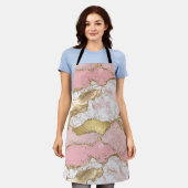 Pink White Marble Gold Glitter Schürze (Getragen)