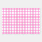 Pink White Matching Patterns Gingham Dots Strip Geschenkpapier Set (Vorderseite)