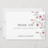Pink white mint lilac spring Blume Danke Einladung (Vorderseite)